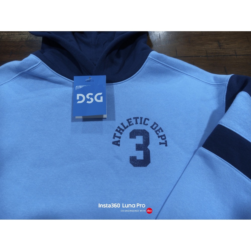 DSG Boys Classic Fleece Pieced Hoodie Academy Blue Navy Size Small NWT - Picture 3 of 4